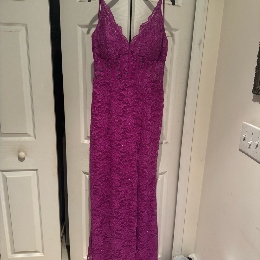 Elegant Purple Lace Gown